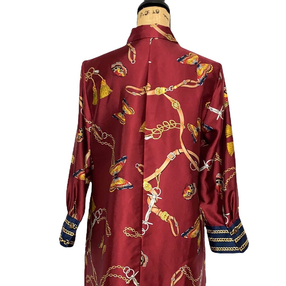 Zara Basic Long Red Chain Pattern Silky Lounge Dr… - image 7